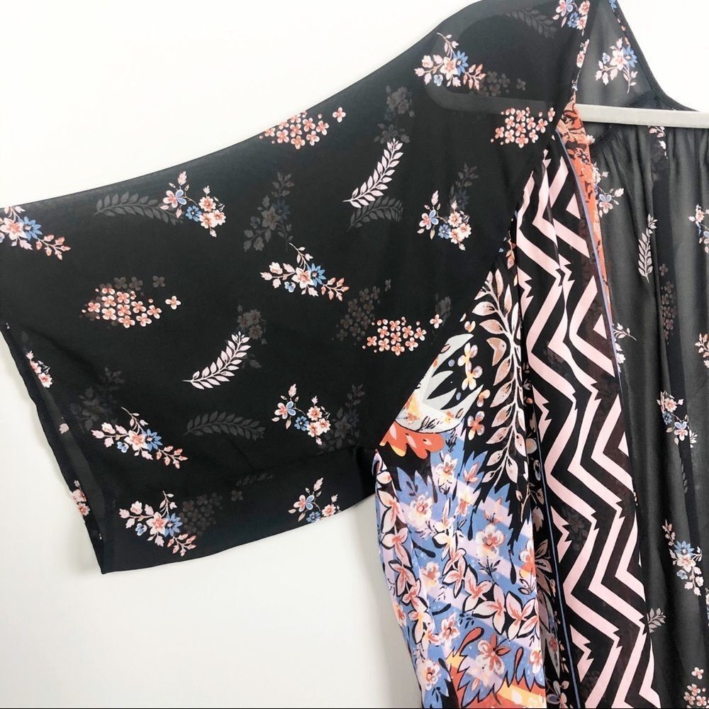 Boho Multiple Pattern Sheer Kimono - image 3